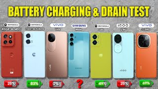 Samsung M55s V40e T3 Pro edge 50 neo edge 50 fusion iQoo Z9s G85 Battery Drain amp Charging Test [upl. by Nylimaj]