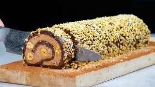 Ferrero Rocher roulade without baking I would eat this everyday [upl. by Aliam]