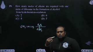 How many moles of alkene are required with one mole of diborane in the formation of alcohol from [upl. by Delle]