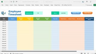 Automated Employee Timesheet Template in Excel [upl. by Sprage]