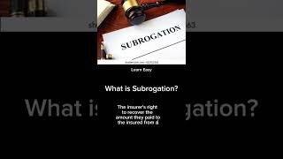 What is Subrogation insurance automobile exampreparation property life [upl. by Gnoc]