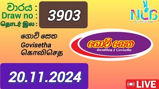 Govisetha 3903 20112024 Today  ගොවි සෙත DLB NLB Lottery result [upl. by Ahsiki187]