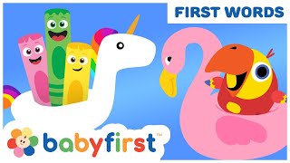 Toddler Learning Video  Color Crew amp Larry Surprise Eggs  Sports amp Games for Kids  BabyFirst TV [upl. by Granniah520]