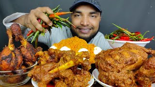 SPICY WHOLE CHICKEN CURRY SPICY MUTTON CURRY CHICKEN FRY LEG PIECE WITH FRIED RICE EATING SHOW [upl. by Dill829]