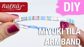 MIYUKI TILA Perlen Armband mit Makramee Verschluss  Schmuck DIY Tutorial  NUENA HAMBURG [upl. by Kiersten773]