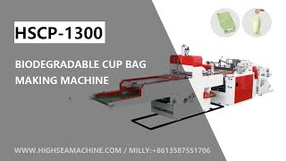 HSCP1300 PLASTIC COMPOSTABLE BIODEGRADABLE CUP BAG HANDLE BAG COFFEE BAG MAKING MACHINE [upl. by Shalom334]