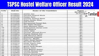 TSPSC Hostel Welfare Officer Result 2024  Cut Off Marks Merit List [upl. by Aribold]