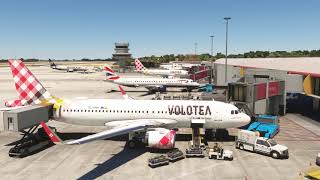 Vol VOLOTEA avec météo réelle et trafic entre Faro et Brest Bretagne LPFR LFRB A320 NEO 2K [upl. by Annmaria]