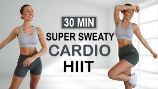 30 Min Super Sweaty HIIT  Cardio Workout At Home  Full Body Fat Burn  No Repeat Fun  Motivating [upl. by Ayatahs]