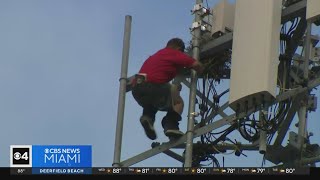 Man taken into custody after climbing a Miami cell tower [upl. by Enitsyrk]