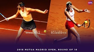 Maria Sharapova vs Kristina Mladenovic  2018 Mutua Madrid Open Round of 16  WTA Highlights [upl. by Aineval]