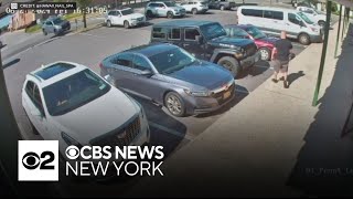 Stunning surveillance video shows moment a car plowed into Long Island nail salon [upl. by Arahsit]