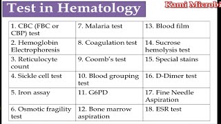 List of hematology test [upl. by Bourn]