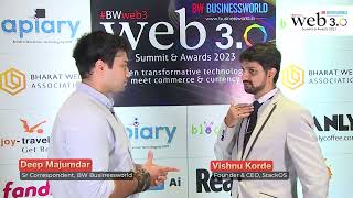 In talks with Vishnu Korde Founder StackOS Winner of BW Web 30 Awards 2023 [upl. by Sterrett]