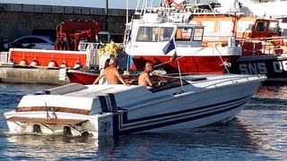 Power Boat  Amazing sound of the V8  Harbour of Saint Tropez [upl. by Cally]