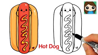 How to Draw a Hot Dog 🌭Cute Food Art [upl. by Ahseekan842]