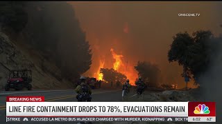 Line Fire containment drops to 78 evacuations remain [upl. by Britney]