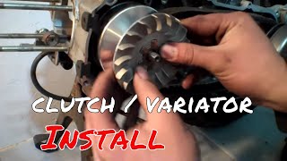 50cc 49cc Scooter Performance Clutch and Variator install variator roller weights [upl. by Assiroc629]