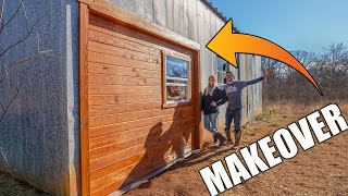 Family Transforms Old Barn Into A LIVABLE TINY HOUSE Ranch Makeover [upl. by Ocicnarf]