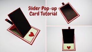 DIYSlider Pop Up Card For Scrapbook  How to Make Photo Slider Pop Up Card [upl. by Armalda]