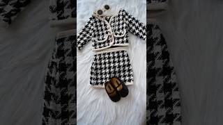 Girls Black Houndstooth Print Jacket and Skirt Setshortsyoutubeshorts shortmaniyaoffical [upl. by Peddada]