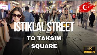 Istiklal Street Nightlife Walking Tour to Taksim Square 4K [upl. by Einahpets]