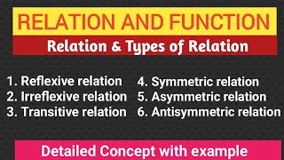 Relation discrete mathematics  Types of relation discrete mathematics [upl. by Udela]