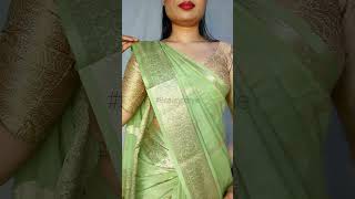 Pure Georgette Banarasi Saree Draping 💚 beautynstyle viral saree shortvideo fashion ytshorts [upl. by Rashidi]