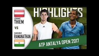 Dominic Thiem vs Ramkumar RAMANATHAN Highlights ATP Antalya Open 2017 [upl. by Terrence]