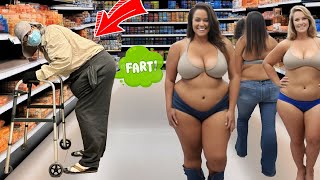 Old Fat Man Farts On Women Of Walmart Oh The Fart Terror [upl. by Yecnay320]