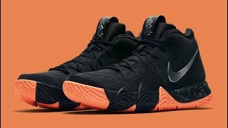 Kyrie Irving 4 Black and Orange Shoe Unbox and Review [upl. by Enelrahs]