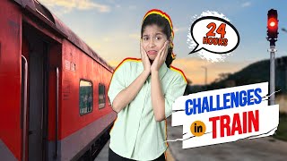 LIVING IN TRAIN For 24 Hours Challenge Gone Crazy🤯  Haunted Train  PART1 [upl. by Saffian]