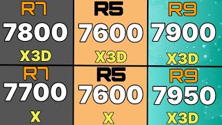 7600X3D VS 7800X3D VS 7900X3D VS 7950X3D VS 7700X VS 7600X VS 7900X R5 7600X3D GAMİNG BENCHMARK [upl. by Anora836]