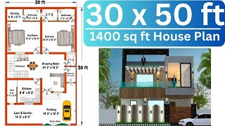 30x50 House Plan  30x50 House Design  30x50 House Plan With Garden  30x50 East facing House Plan [upl. by Yetak]