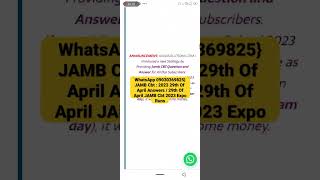 WhatsApp 09030369825 JAMB Cbt  2023 29th Of April Answers  29th Of April JAMB Cbt 2023 Expo Runs [upl. by Gabey]