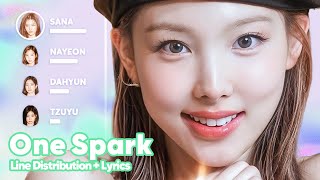 TWICE  One Spark Line Distribution  Lyrics Karaoke PATREON REQUESTED [upl. by Akilat]