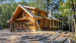 Log House Metal Roof install day 2 Progress… [upl. by Atikat]