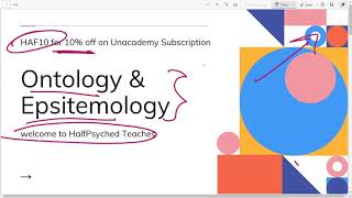 Ontology and Epistemology  NTA UGCNET JRF  PSYCHOLOGY [upl. by Cawley]