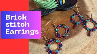 Brick stitch Earrings  Bead weaving with Sams Bead Box  Market Marvels [upl. by Eshman782]