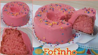 Bolo Fofinho de Morango com Cobertura deliciosa  Bolo Rosa [upl. by Immas]