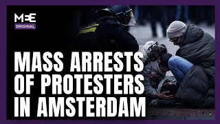 Dozens of proPalestine protesters arrested in Amsterdam following protest ban [upl. by Cott]