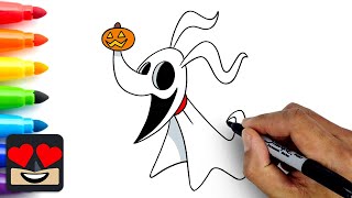 How To Draw Zero  A Nightmare Before Christmas [upl. by Madlin]