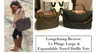 Longchamp Review Le Pliage Large Shoulder amp Le Pliage Expandable Travel Duffle Tote [upl. by Nerrual]