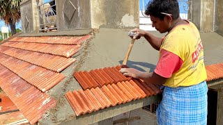 AmazingTerracotta TechnologyInstallation Sunroof Teracotta tile on Accurately with Cement [upl. by Anytsirk518]