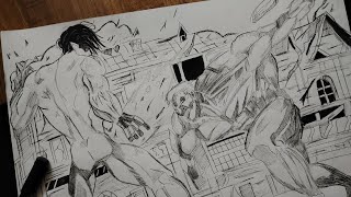 Drawing of Attack titan vs Armored titan ✍️ [upl. by Julee]