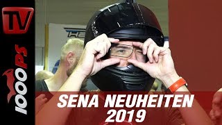 Motorradhelm Headup Display  SENA gibt Ausblick in die Zukunft  Neuheiten 2019 [upl. by Jepson811]