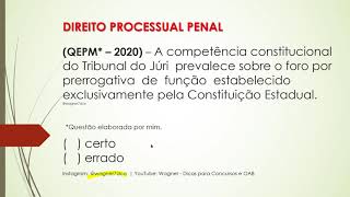 QUESTÃO COMENTADA  DIREITO PROCESSUAL PENAL [upl. by Eiramanel]