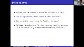 Lecture 10 Martingales optional stopping and the voter model [upl. by Herrah]