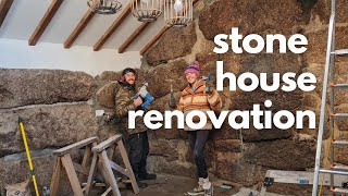 Farmhouse Kitchen Renovation  Restoring Old Stone Walls [upl. by Ronoel]