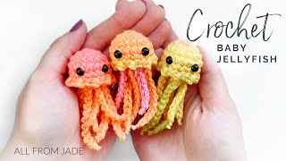 BEGINNER FRIENDLY  Crochet baby jellyfish tutorial NO SEWING REQUIRED step by step RIGHTHANDED [upl. by Glyn22]